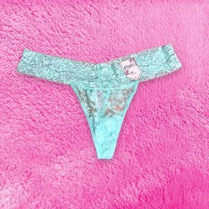 Candie’s Seafoam Blue Floral Lace Thong